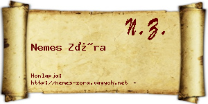 Nemes Zóra névjegykártya